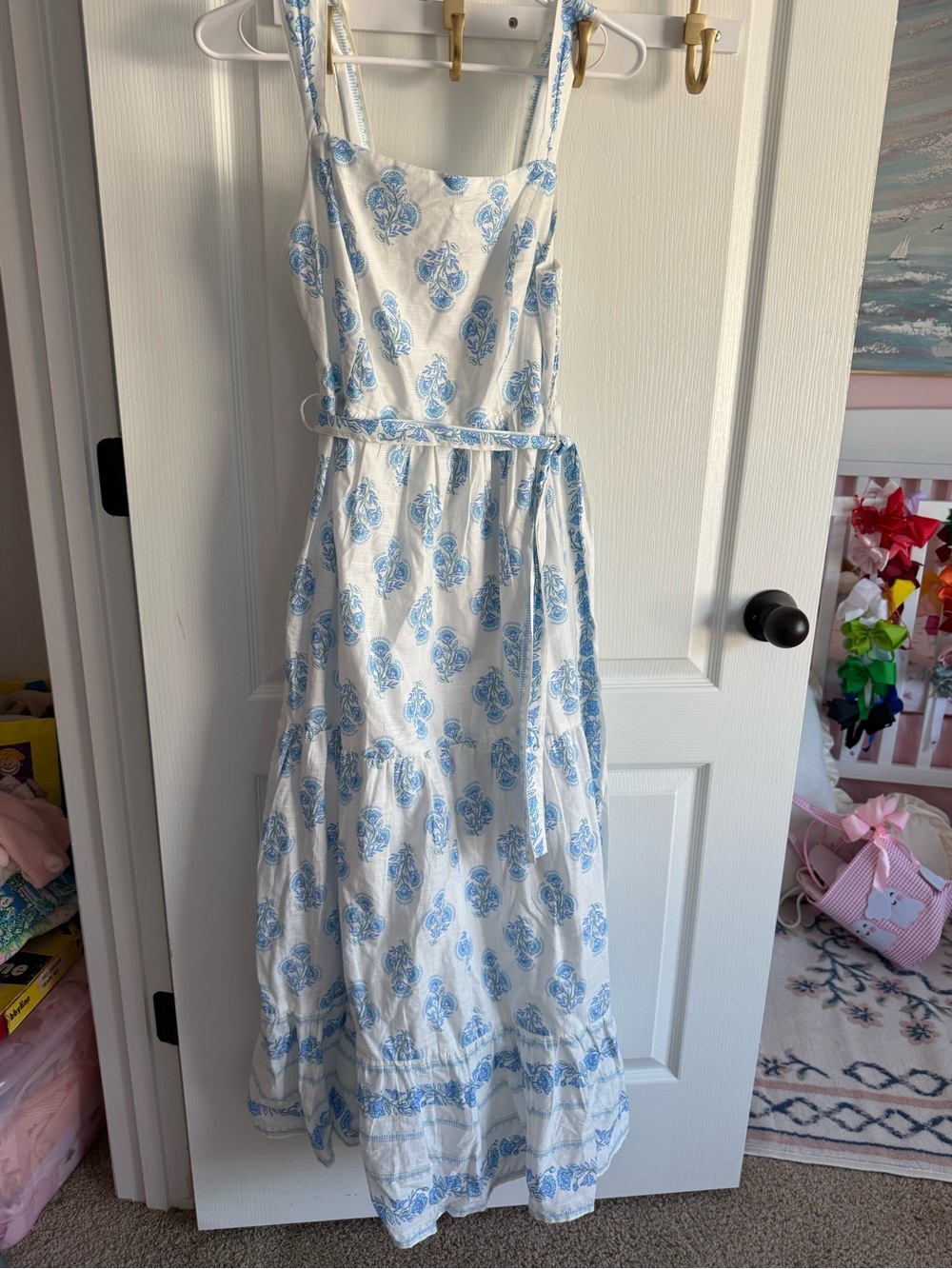 Haute Hippie White Blue Floral Dress Mother Baby Matching